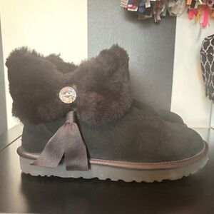 UGG Black Fur-Trimmed Winter Boots